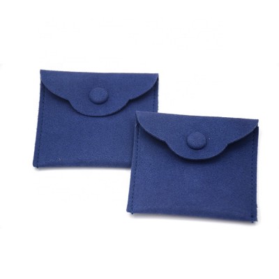 High Quality Custom Logo printed Luxury faux Suede bag Microfiber Envelope Jewelry Packaging Pouch with button