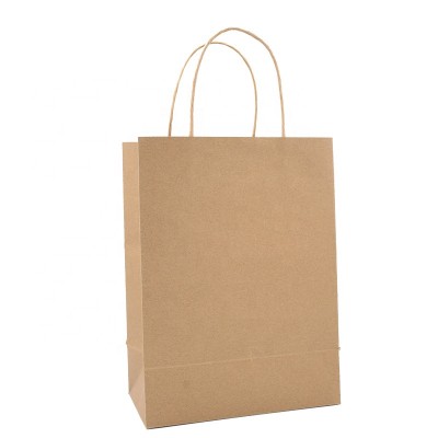 Custom logo Luxury stand up Gift pouch murah Kraft Paper Shopping Bag With Handle Manufacturer