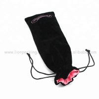 Custom made drawstring long velvet gift jewelry pouch with Satin lining