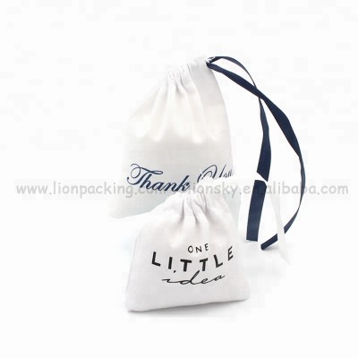 Most Popular Custom printed Small recycle Jewelry Gift Drawstring natural Cotton Bag