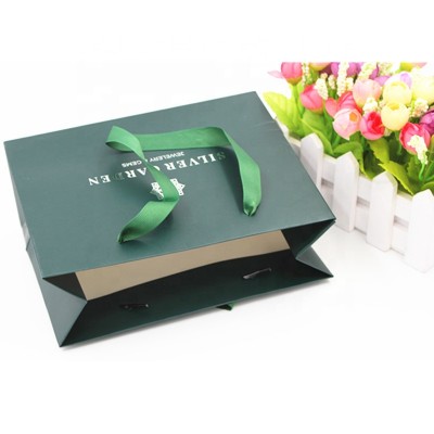 Hot sale Length ribbon handle large paper shopping bag for clothing shoes